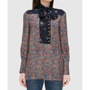 Philosophy Di Lorenzo Serafini Floral Print Tie-Neck Blouse Size FR 34 / US 2